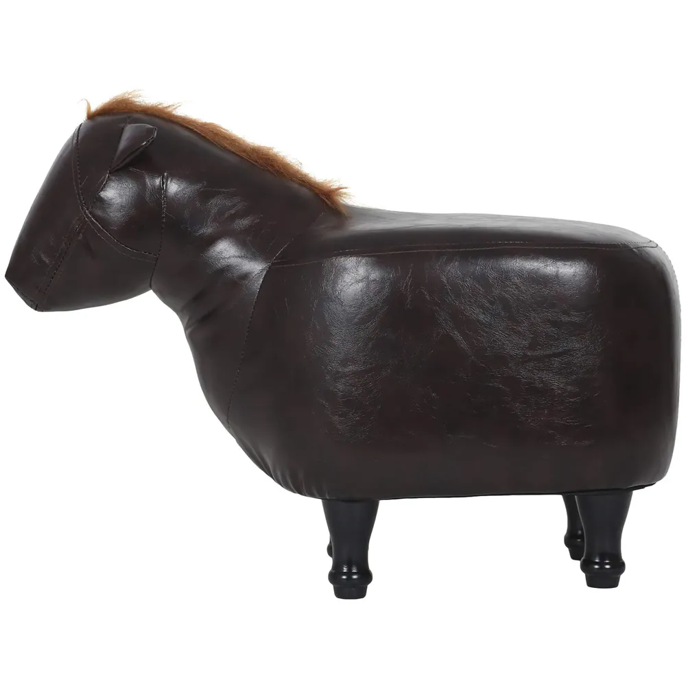Upholstered Horse Ride-On Ottoman Footrest Stool with Vivid Adorable Animal Shape Padded Seat. (Kids and Adults, Horse)