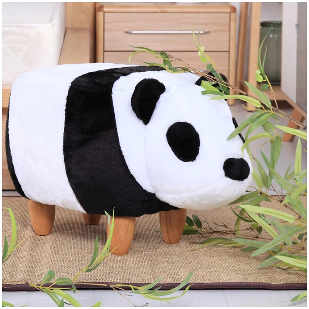 Upholstered Panda Ride On Ottoman Footrest Stool Padded Seat Toy