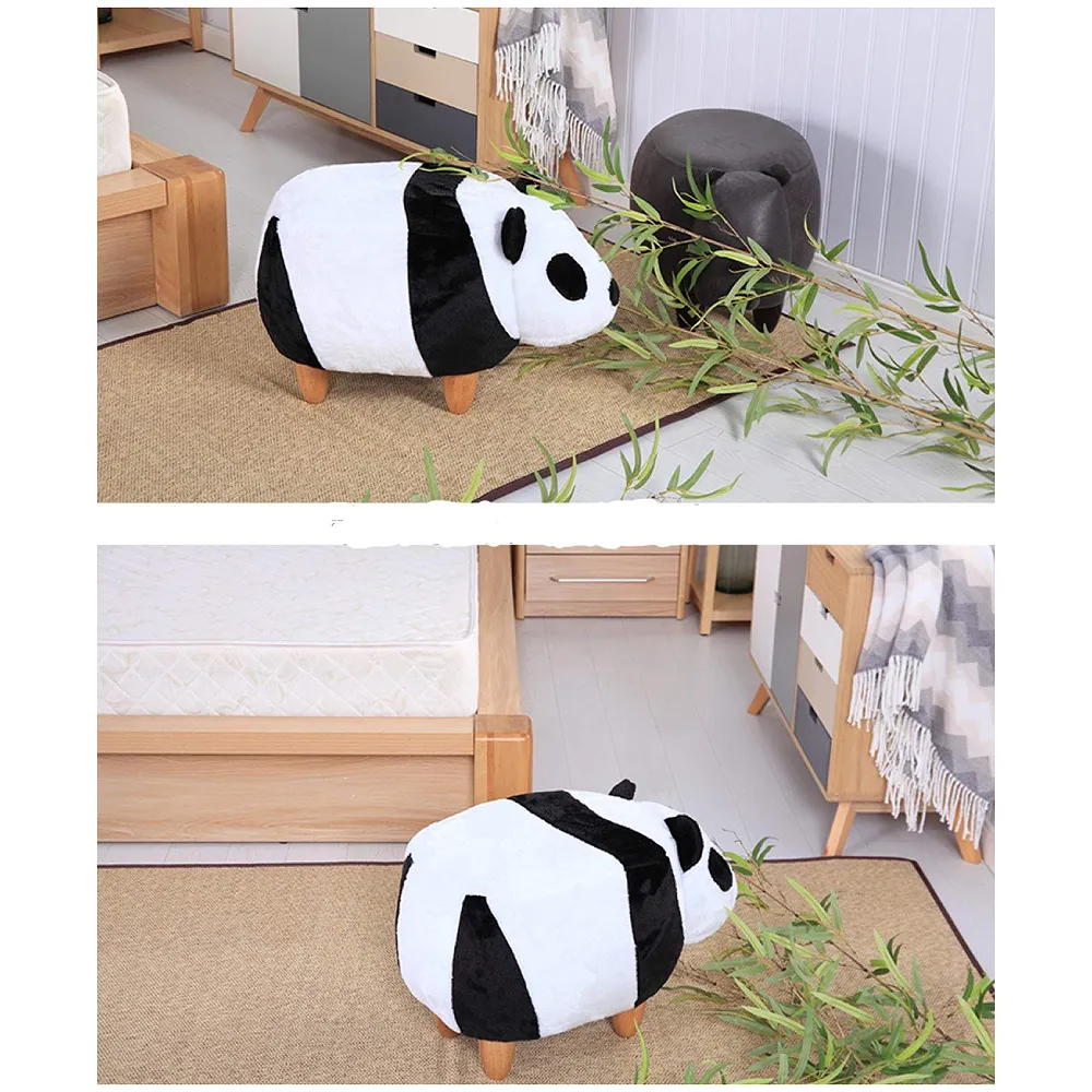 Upholstered Panda Ride On Ottoman Footrest Stool Padded Seat Toy