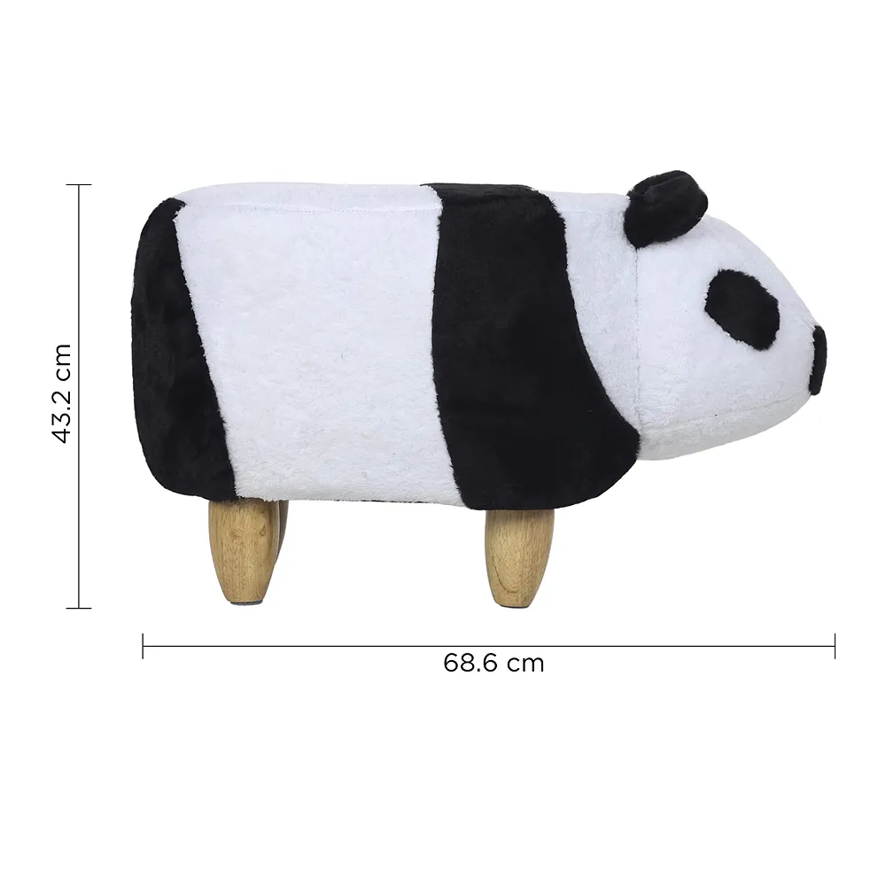 Upholstered Panda Ride On Ottoman Footrest Stool Padded Seat Toy