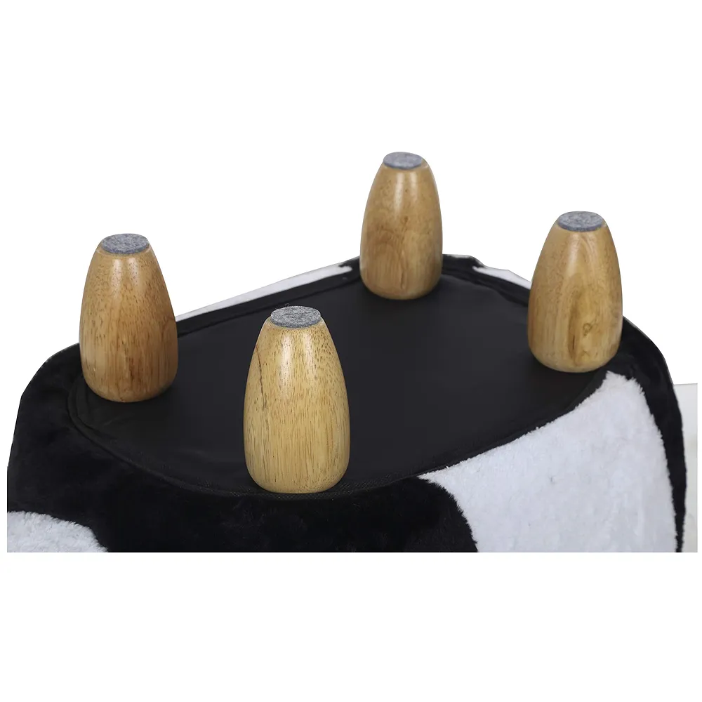 Upholstered Panda Ride On Ottoman Footrest Stool Padded Seat Toy