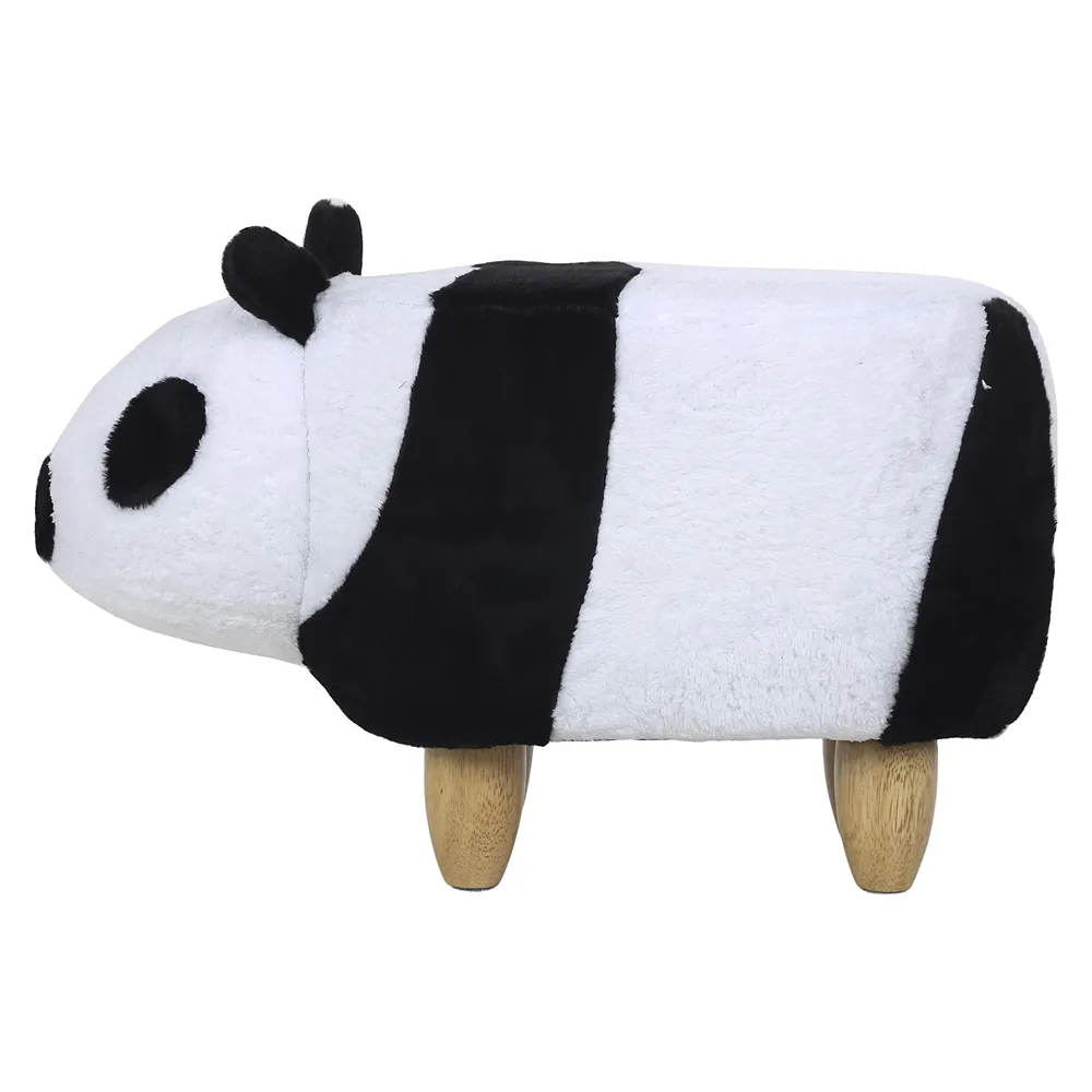 Upholstered Panda Ride On Ottoman Footrest Stool Padded Seat Toy
