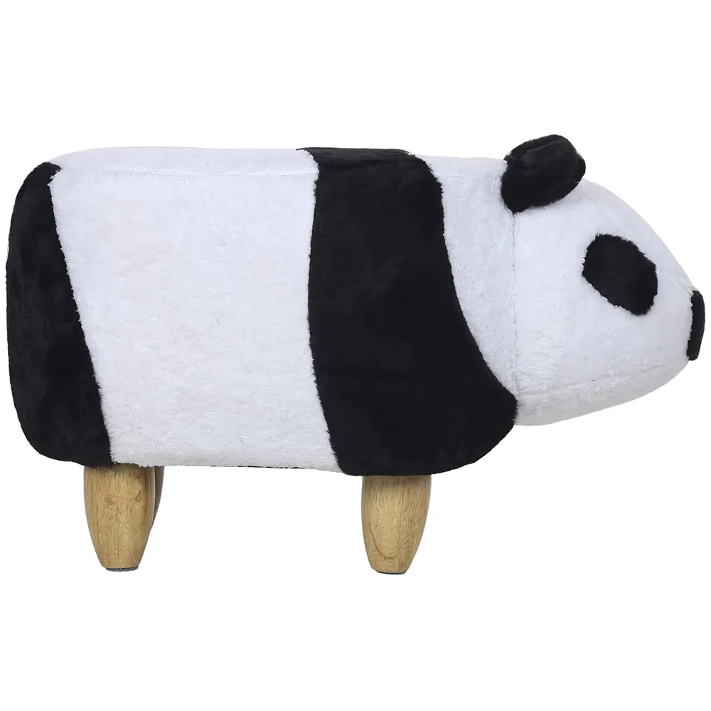 Upholstered Panda Ride On Ottoman Footrest Stool Padded Seat Toy