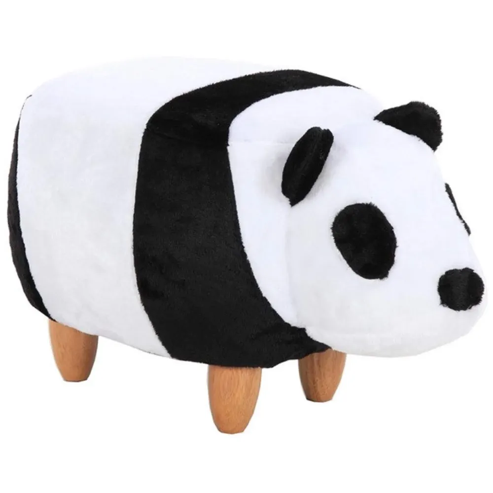 Upholstered Panda Ride-On Ottoman Footrest Stool with Vivid Adorable Animal Shape Padded Seat. (Kids and Adults, Panda)