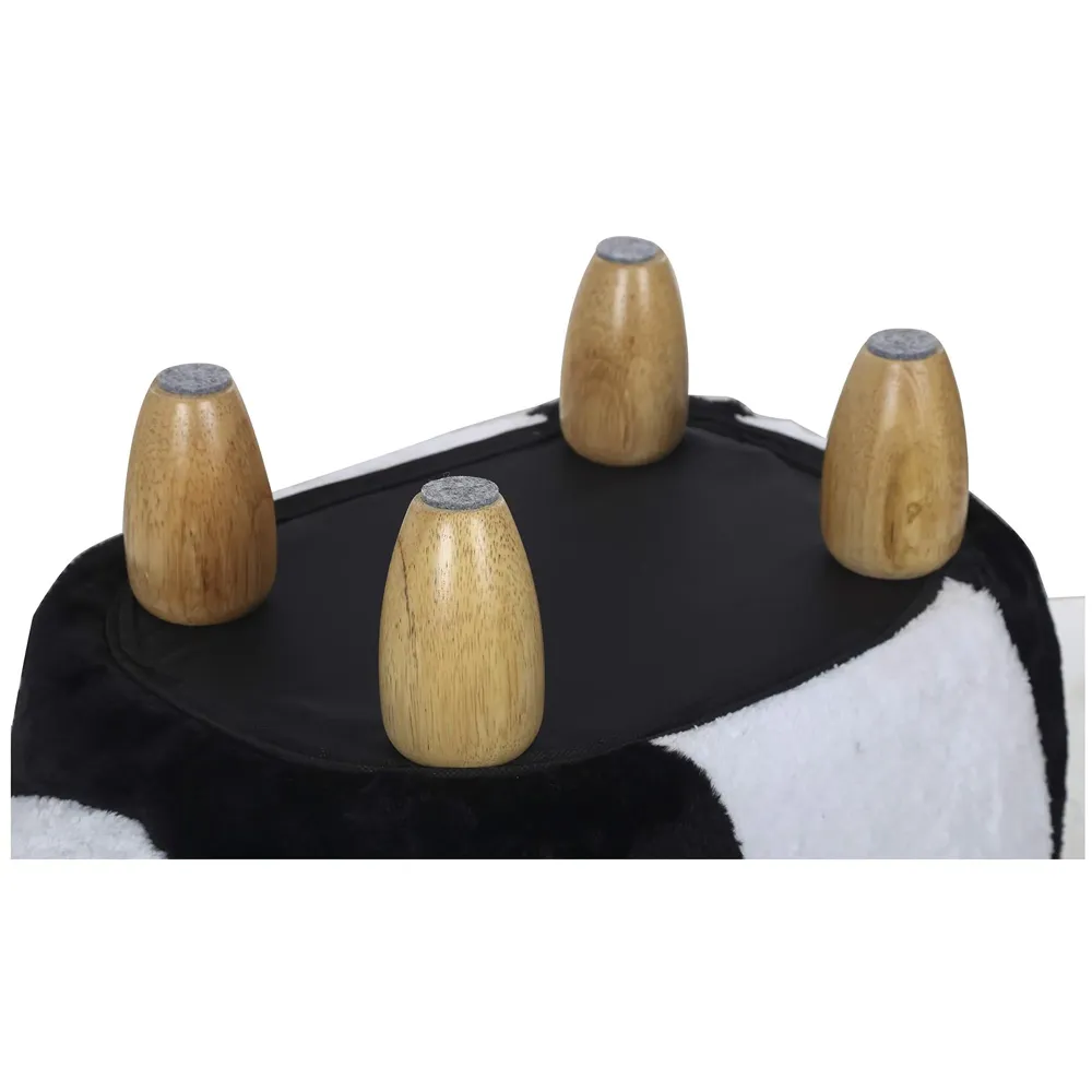 Upholstered Panda Ride-On Ottoman Footrest Stool with Vivid Adorable Animal Shape Padded Seat. (Kids and Adults, Panda)