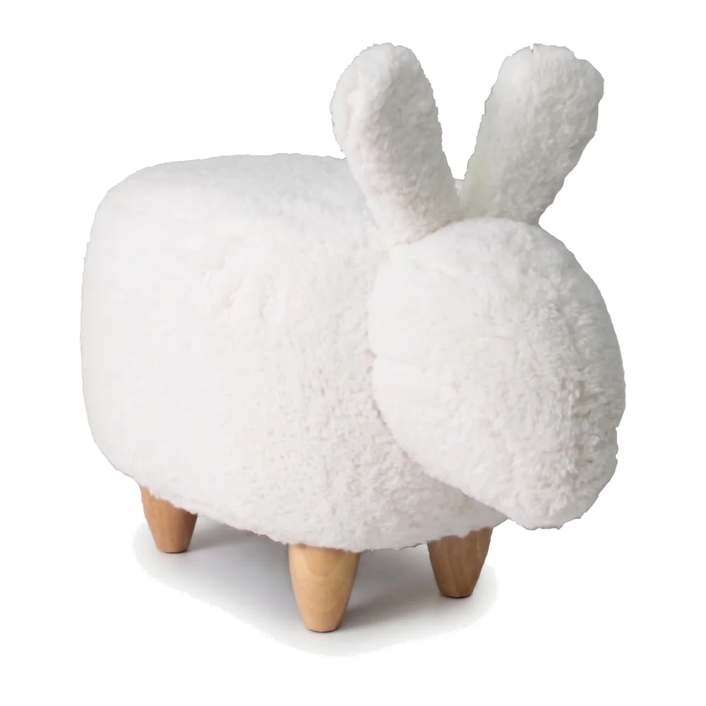 Upholstered Rabbit Ride-On Ottoman Footrest Stool with Vivid Adorable Animal Shape Padded Seat. (Kids and Adults, Rabbit)