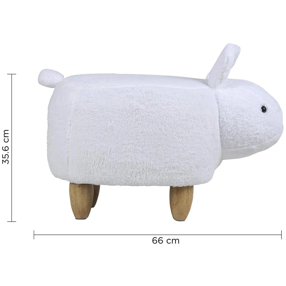 Upholstered Rabbit Ride-On Ottoman Footrest Stool with Vivid Adorable Animal Shape Padded Seat. (Kids and Adults, Rabbit)
