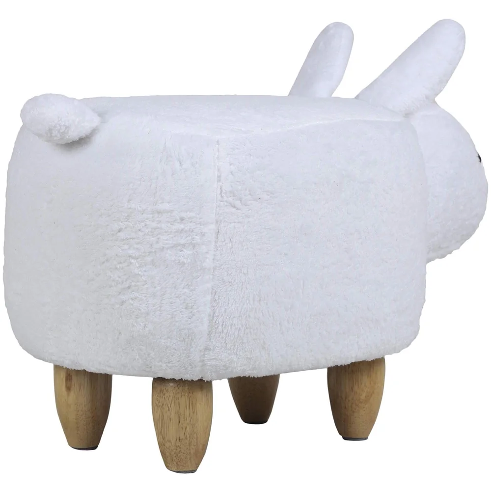 Upholstered Rabbit Ride-On Ottoman Footrest Stool with Vivid Adorable Animal Shape Padded Seat. (Kids and Adults, Rabbit)