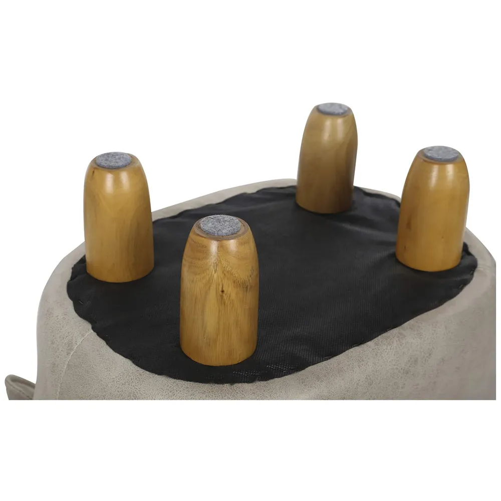 Upholstered Elephant Ride On Ottoman Footrest Stool with Vivid Adorable Animal Shape Padded Seat. (Kids and Adults, Beige Elephant)