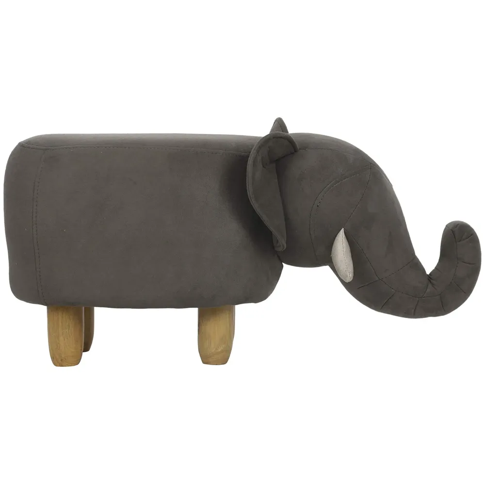 Upholstered Grey Elephant Ride-On Ottoman Footrest Stool with Vivid Adorable Animal Shape Padded Seat. (Kids and Adults, Grey Elephant)