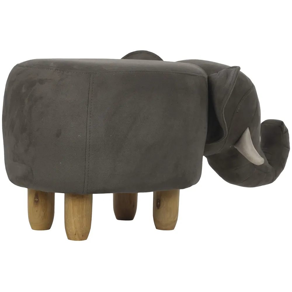 Upholstered Grey Elephant Ride-On Ottoman Footrest Stool with Vivid Adorable Animal Shape Padded Seat. (Kids and Adults, Grey Elephant)