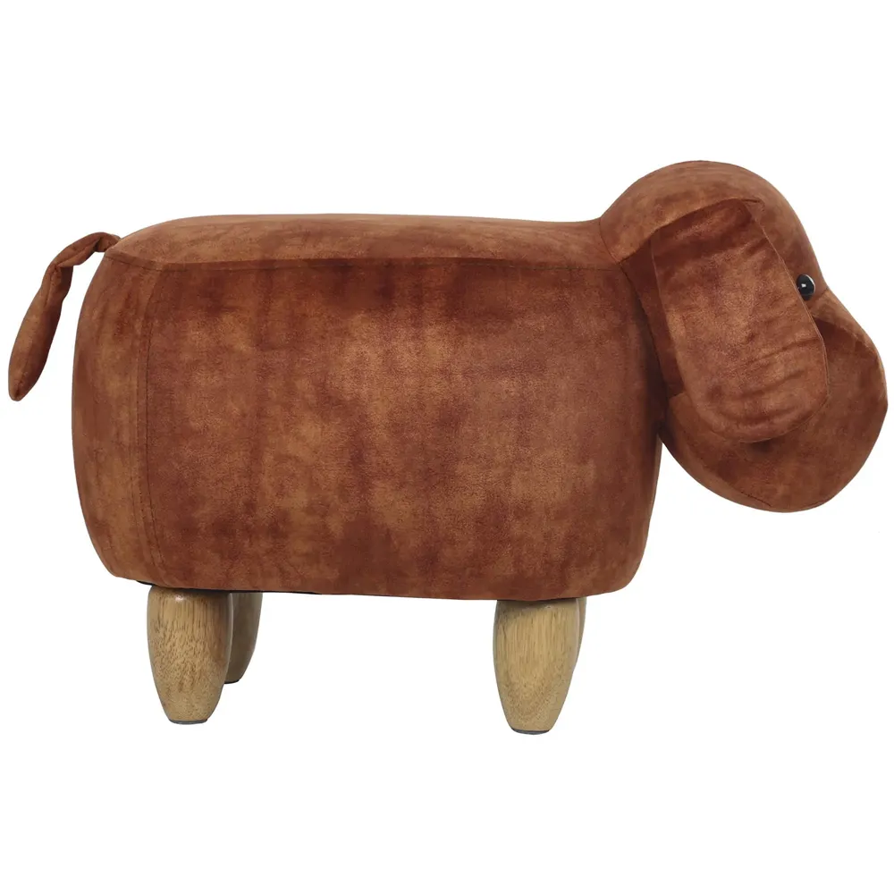 Upholstered Dog Ride-On Ottoman Footrest Stool with Vivid Adorable Animal Shape Padded Seat. (Kids and Adults, Dog)