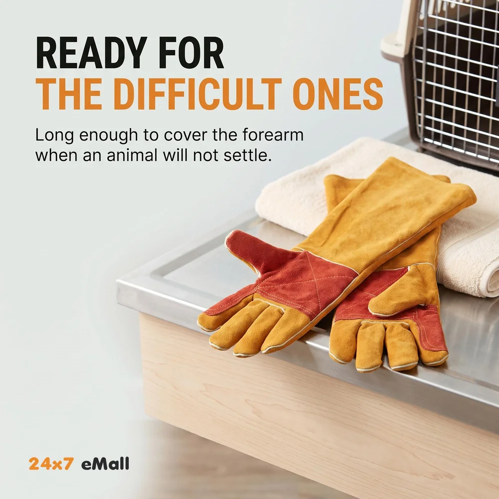 Anti Bite Gloves Safe And Durable Animal handling Gloves For Dog Cat Bird Parrot Lizard Antibite 18 Inches Long.
