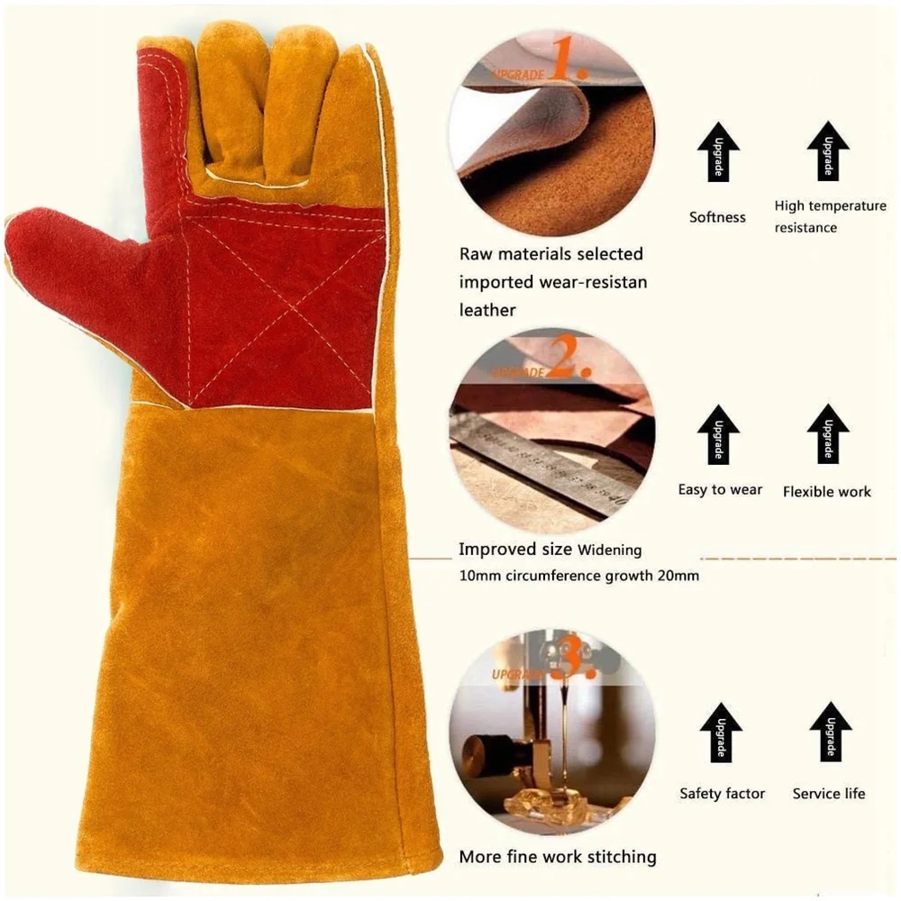 Anti Bite Gloves Safe And Durable Animal handling Gloves For Dog Cat Bird Parrot Lizard Antibite 18 Inches Long.