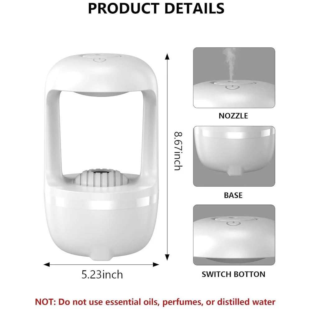 Anti Gravity Humidifier Ultrasonic Cold Mist Water Drop 500 ml