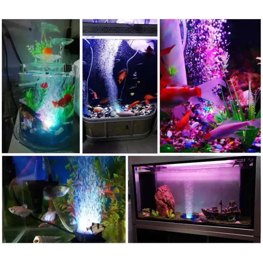 Aquarium Air Stone with Changing Light Colours LED Light for Fish Tanks and Aquariums, Waterproof Aquarium Bubble Lights with Remote Control (Bubble Pump and Wire Not Included)