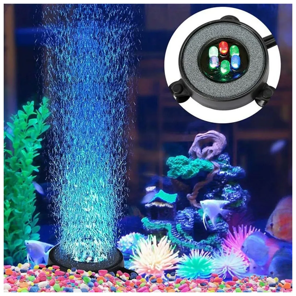 Aquarium Air Stone with Changing Light Colours LED Light for Fish Tanks and Aquariums, Waterproof Aquarium Bubble Lights with Remote Control (Bubble Pump and Wire Not Included)