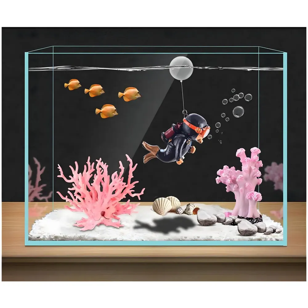 2pc Aquarium Diver Black Aquarium Floating Cute Resin Aquarium Accessories Decorative Items for Fish Aquarium, Floating on Water Aquarium, Fish Aquarium Decoration, 7 X 3 cm