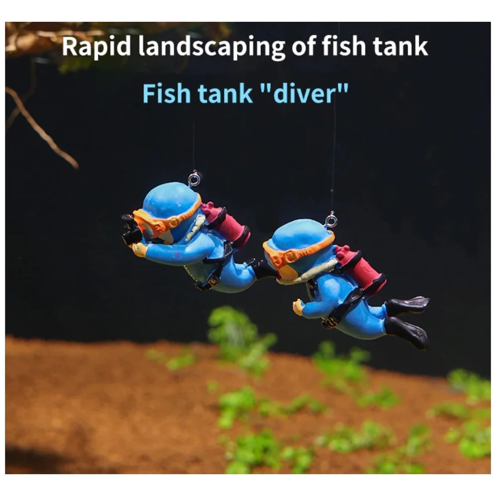 2pc Aquarium Diver Cartoon Aquarium Floating Cute Resin Aquarium Accessories Decorative Items for Fish Aquarium, Floating on Water Aquarium, Fish Aquarium Decoration, 7 X 3 cm Premium