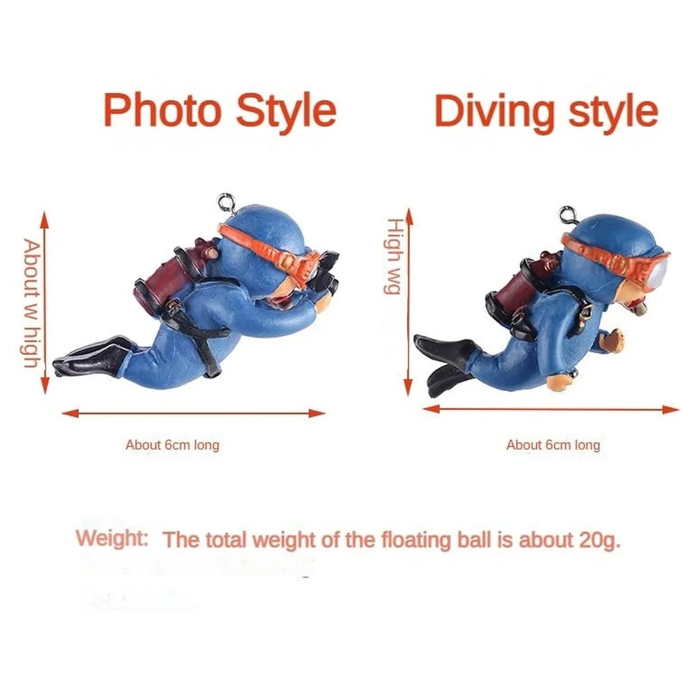 2pc Aquarium Diver Cartoon Aquarium Floating Cute Resin Aquarium Accessories Decorative Items for Fish Aquarium, Floating on Water Aquarium, Fish Aquarium Decoration, 7 X 3 cm Premium