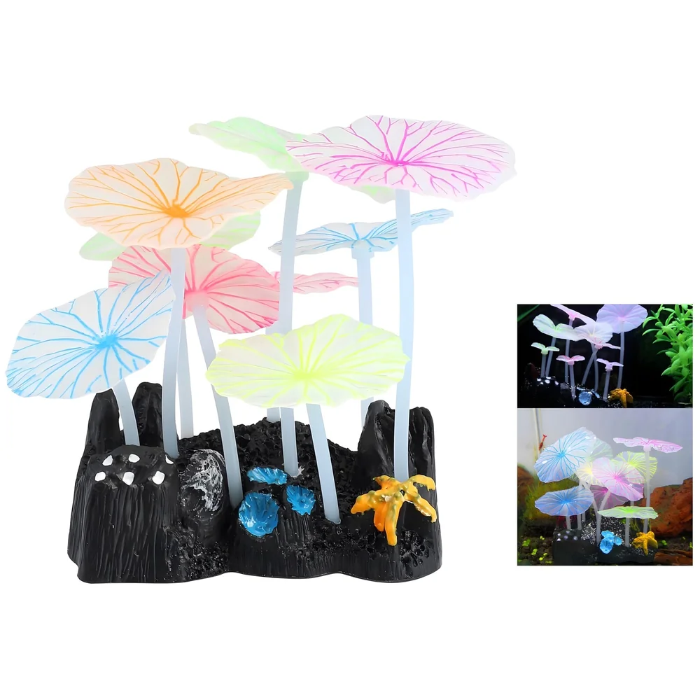 Aquarium Plant Silicone Flower Glow 10 x 10 x 6 cm for Fish Tank