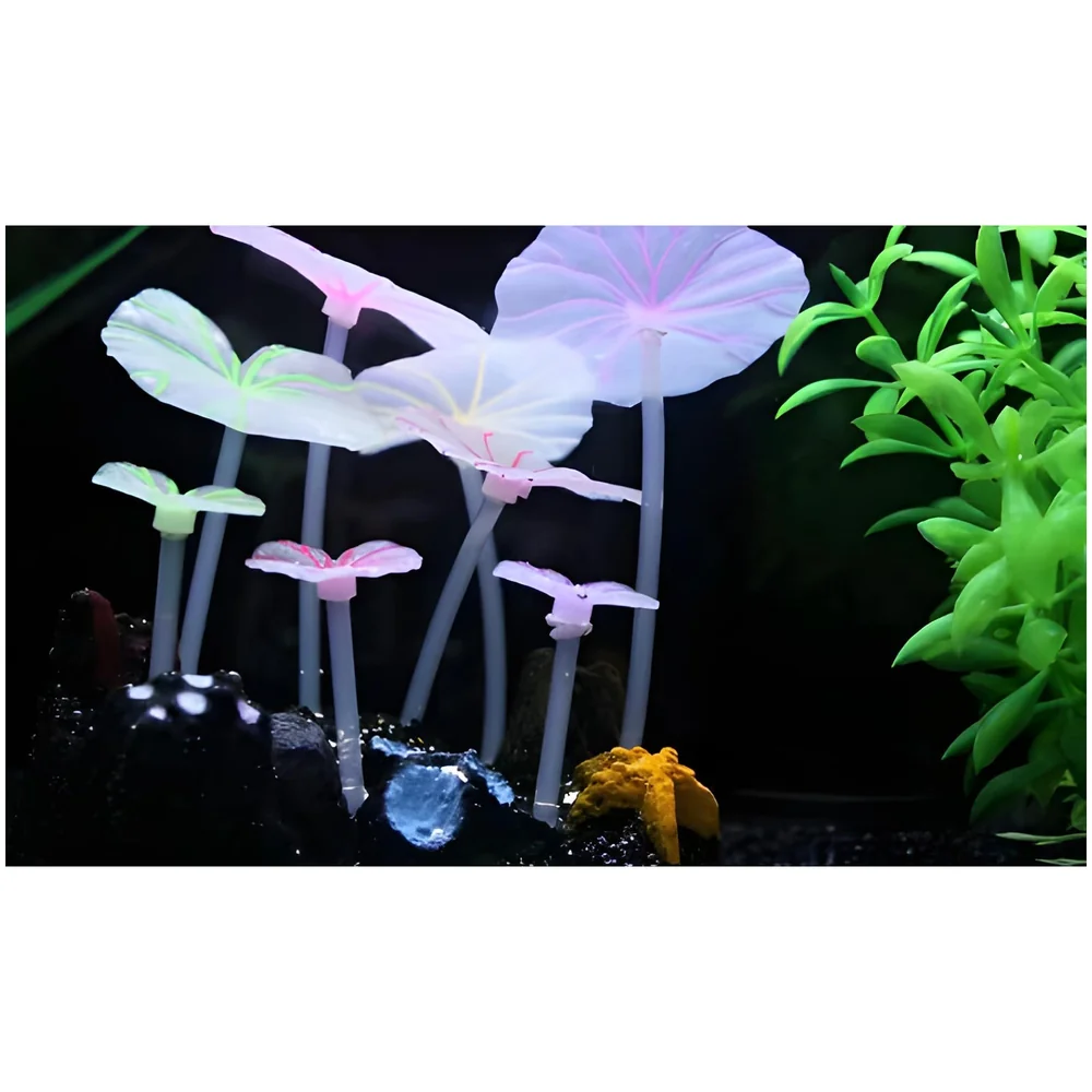 Aquarium Plant Silicone Flower Glow 10 x 10 x 6 cm for Fish Tank