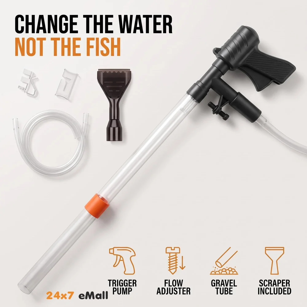 Aquarium Cleaner Fish Tank Siphon Pipe for Aquarium with Vacuum Gravel Removal System for Cleaning the Bottom of Fish Tanks and Aquariums.