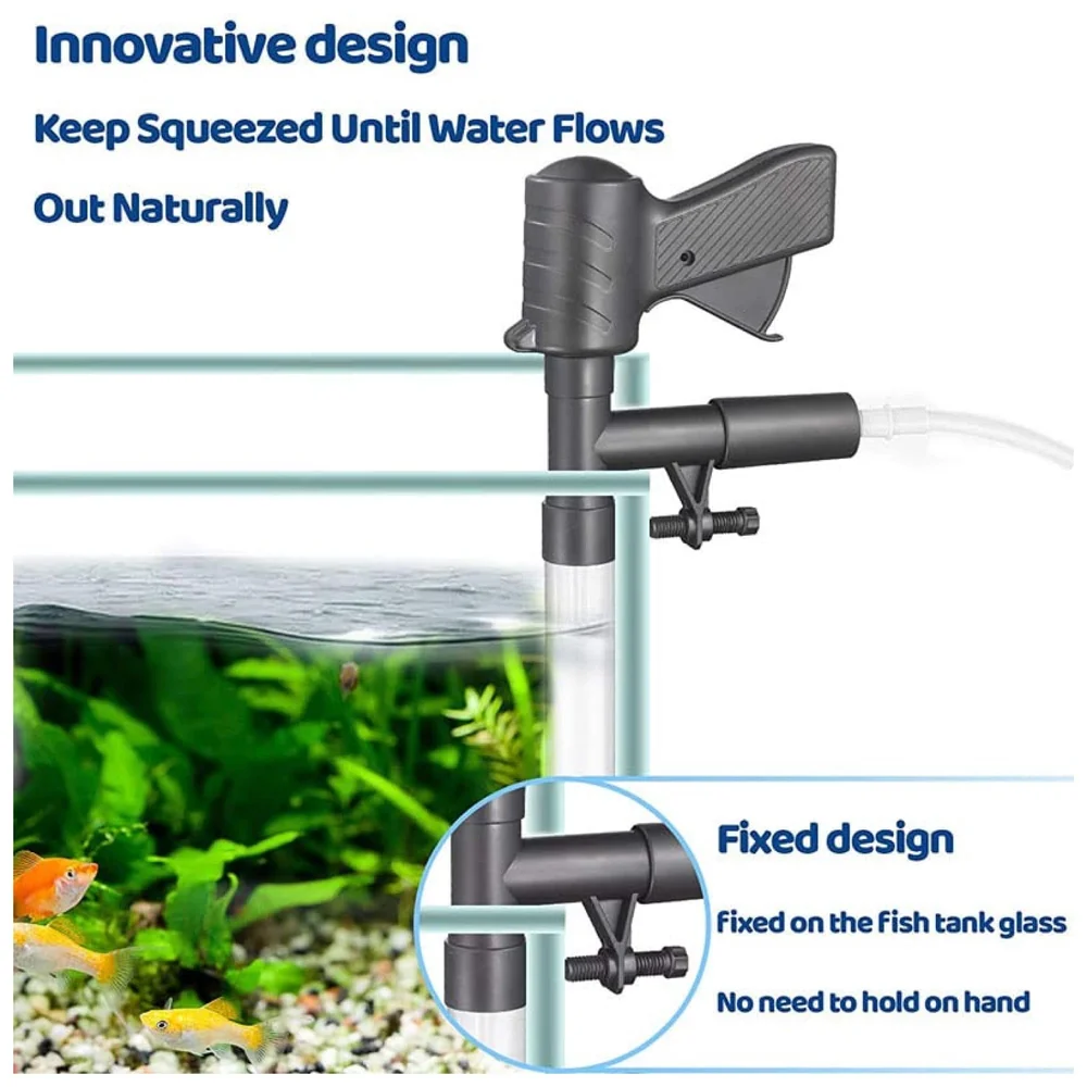 Aquarium Cleaner Fish Tank Siphon Pipe for Aquarium with Vacuum Gravel Removal System for Cleaning the Bottom of Fish Tanks and Aquariums.