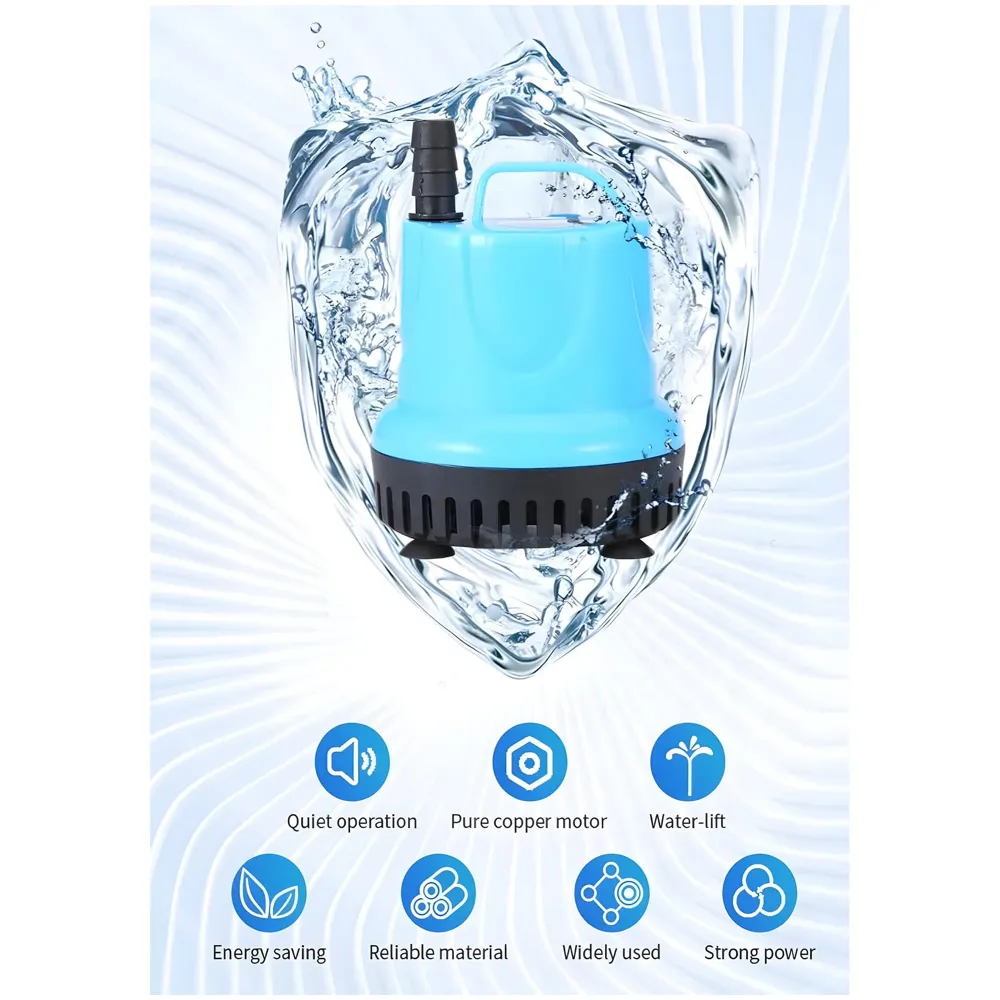 4500L/H 100W Submersible Water Fountain Pump For Aquariums Powerful Large Water Pump for Fountain, Suction Cup Bottom Water Circulation Pumps, Air Pump for Pond