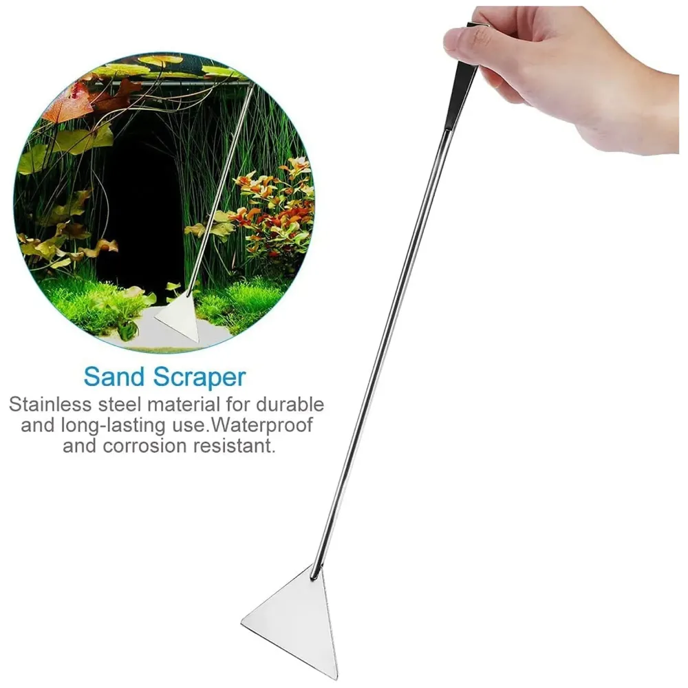 5 pcs Aquarium Cleaning Tool Kit with Carry Case Aqua scaping Tools - Includes Straight & Curved Scissors, Substrate Spatula, Straight & Bent Tweezers - Stainless Steel, for Fish Tank