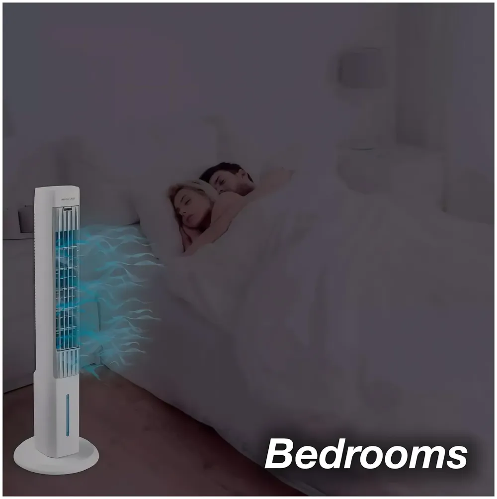 Tower Fan Air Cooler, 2.0 Evaporative, Large Area Room Cooling, 4 Speed Settings, Quiet Oscillation, Space-Saving, for Bedroom, Living Room, Office, 2.75 litres