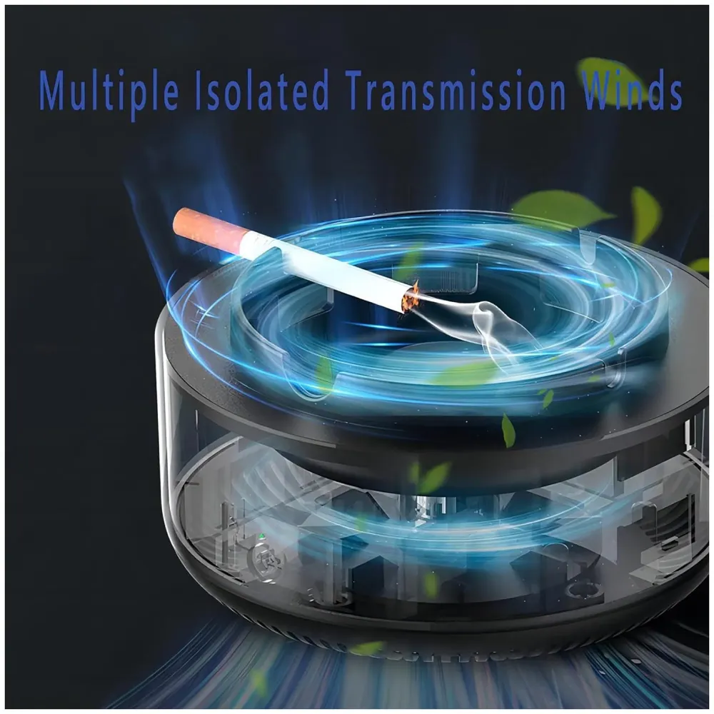 Smokeless Ashtray for Cigarettes Indoor, 2-in-1 With Air Purifier Multifunctional Smokeless Ashtray Home Ashtrays Portable Ash Tray Self Extinguishing for Cars Indoor Office