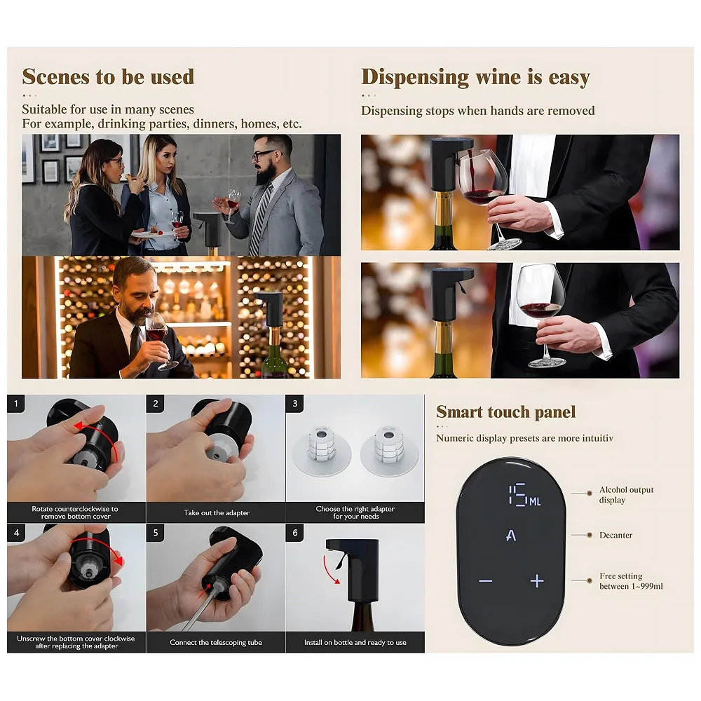 Electric Liquor Dispenser Wine Aerator 1 to 999 ml Auto Stop Bar