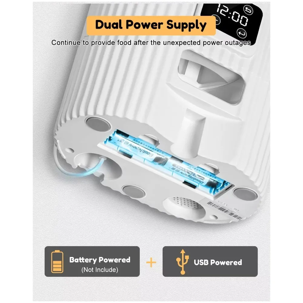 Automatic Pet Feeder, 3L Dog Feeder Pet Food Dispenser with Programmable Timer, Portion Control 1-4 Meals Per Day, Dual Power Supply for Small Medium Cats Dog Food Dispenser