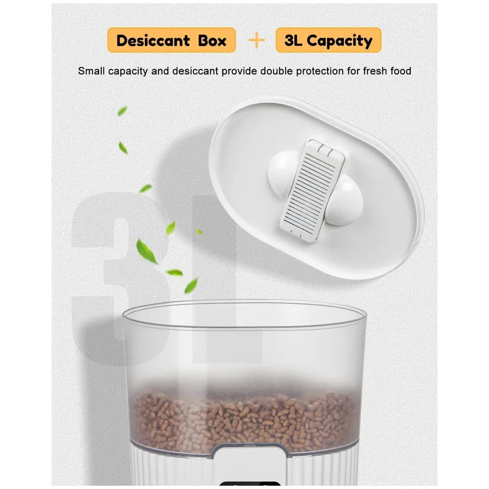 Automatic Pet Feeder, 3L Dog Feeder Pet Food Dispenser with Programmable Timer, Portion Control 1-4 Meals Per Day, Dual Power Supply for Small Medium Cats Dog Food Dispenser