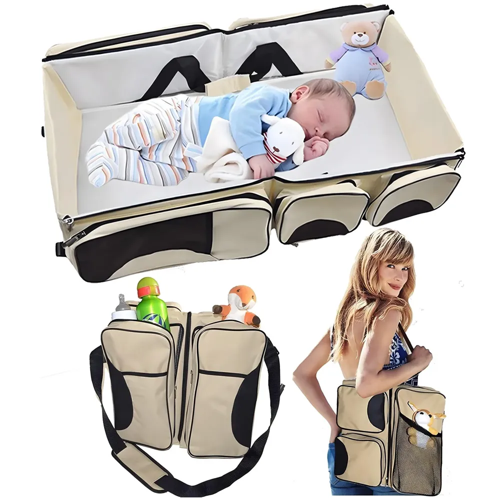 Baby Bed Bag Portable 3 in 1 Portable Bassinet Cot Crib Bags for Infant Sleeping Resting Nappy Changing Station for 0-12 Months