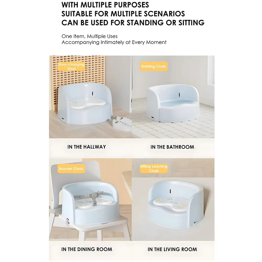 Baby Feeding Chair Booster Seat White Safety Belt 35 x 33.5 cm