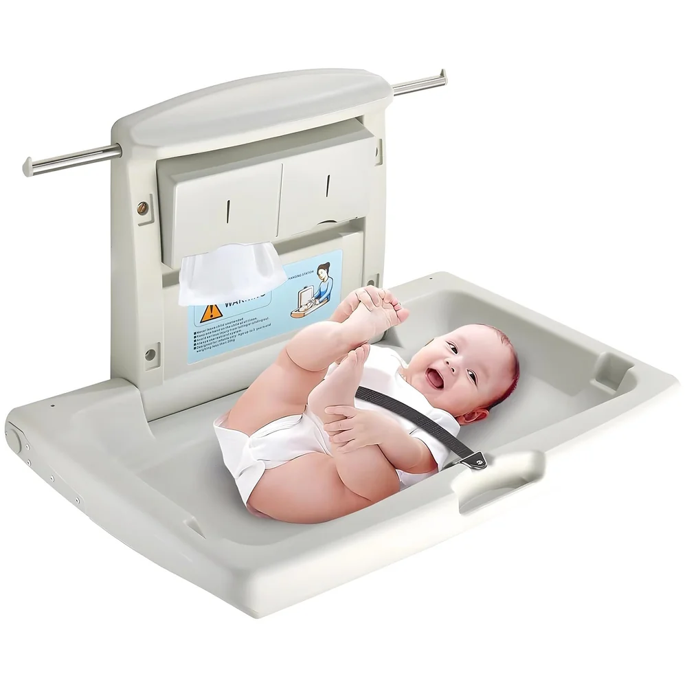 Baby Diaper Changing Station Wall Mounted 33.4 x 21.2 Inch HDPE