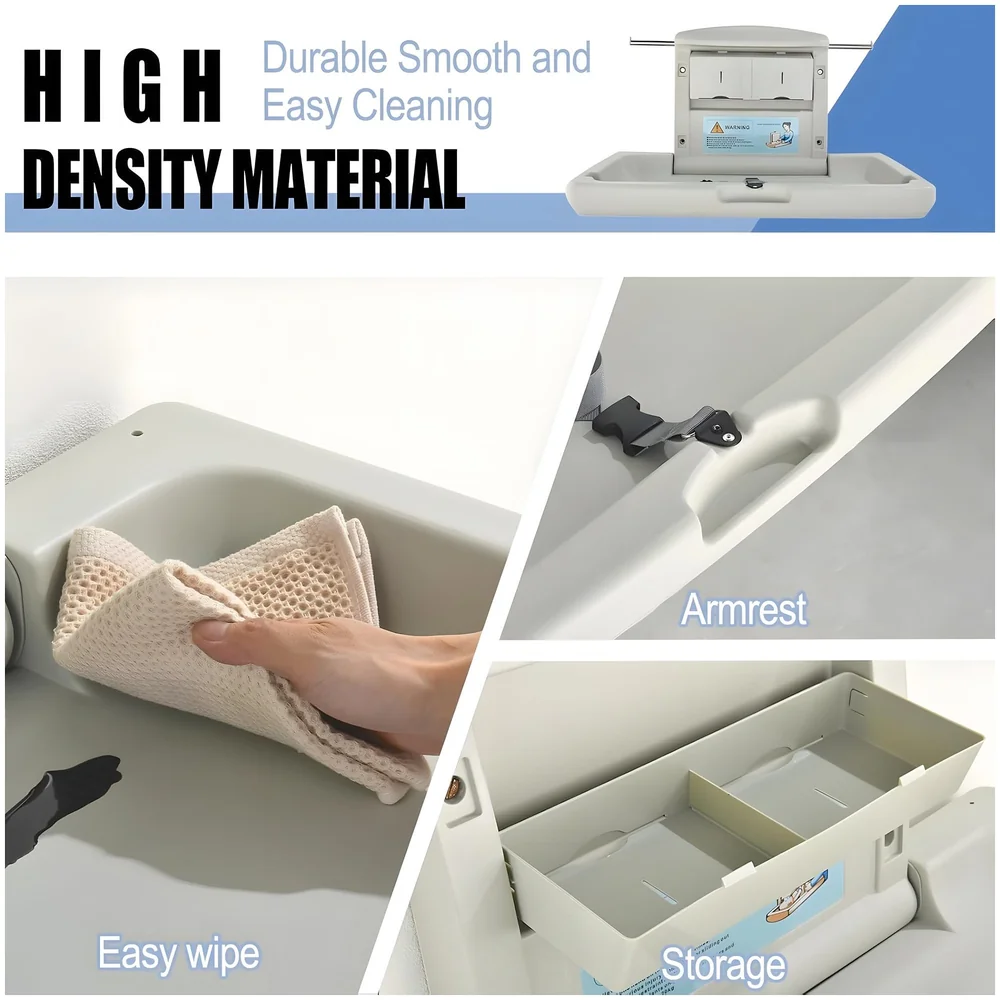 Baby Diaper Changing Station Wall Mounted 33.4 x 21.2 Inch HDPE