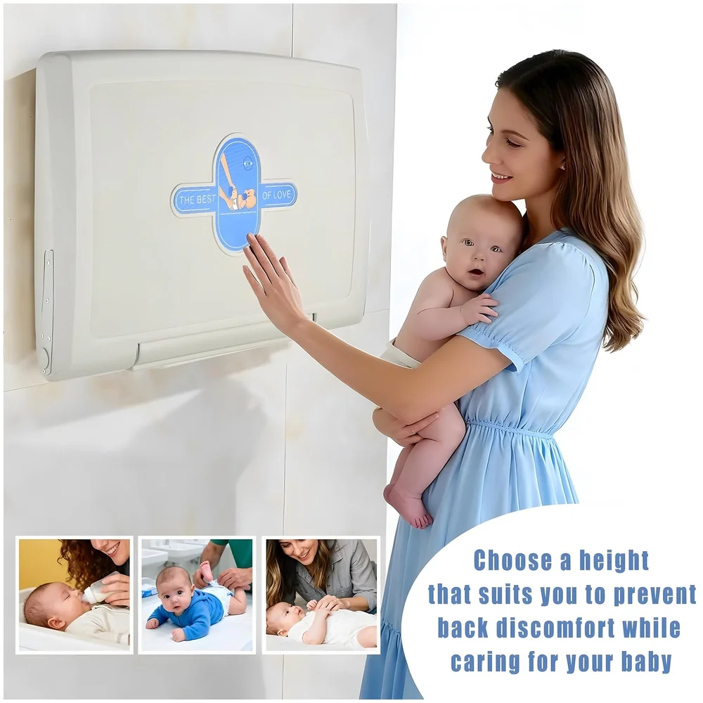 Baby Diaper Changing Station Wall Mounted 33.4 x 21.2 Inch HDPE