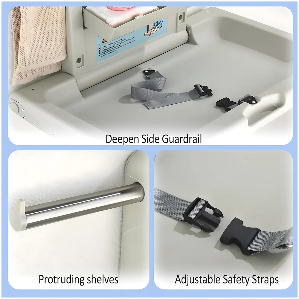 Baby Diaper Changing Station Wall Mounted 33.4 x 21.2 Inch HDPE