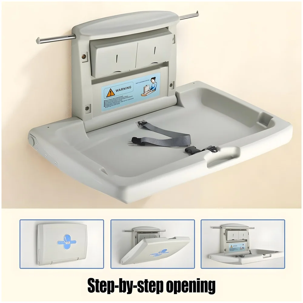 Baby Diaper Changing Station Wall Mounted 33.4 x 21.2 Inch HDPE