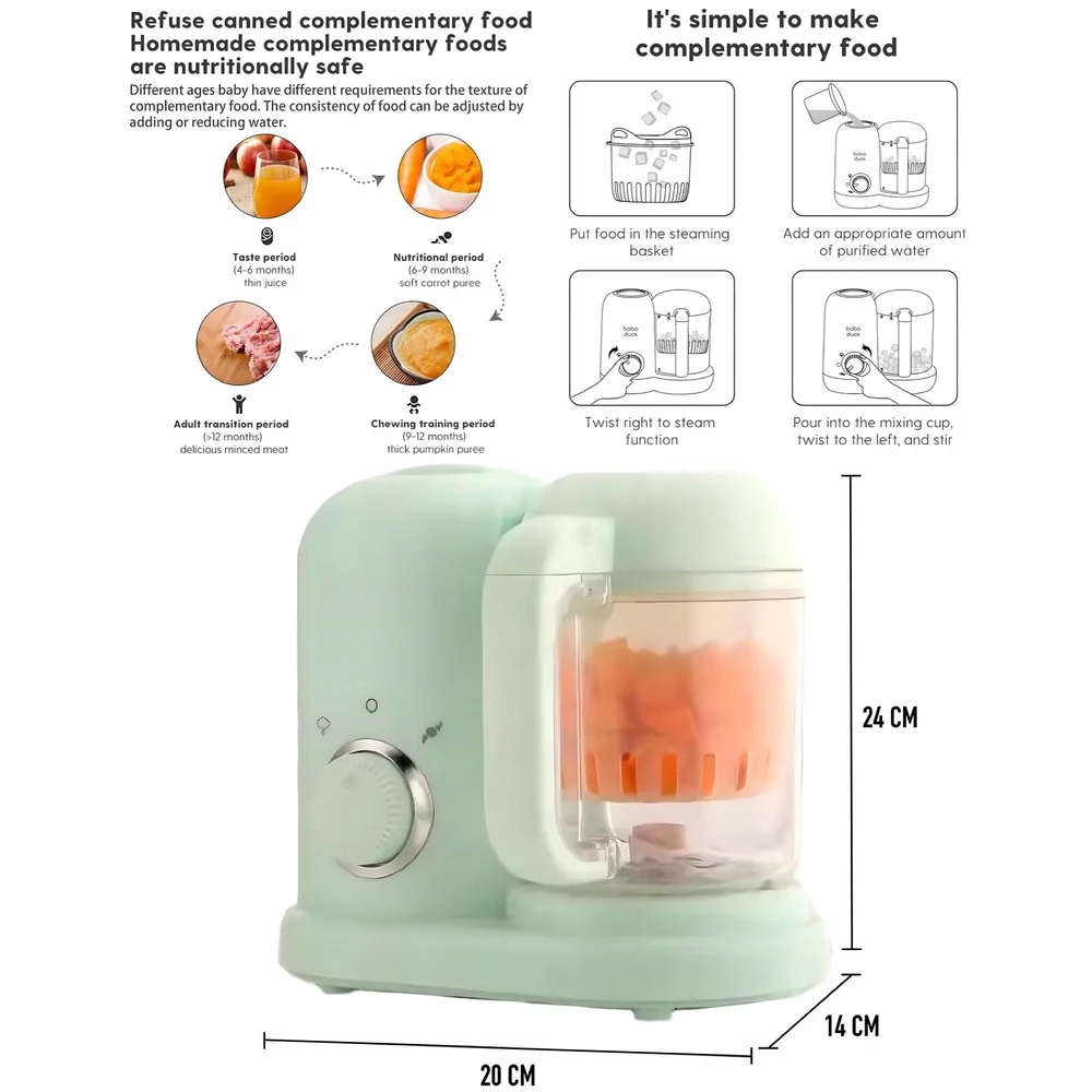 4-in-1 Baby Food Maker Baby Food Processor Food Cooker, Blender, Steamer And Defroster Baby Meal Essentials Make Healthy Fresh Baby Food At Home - Green colour
