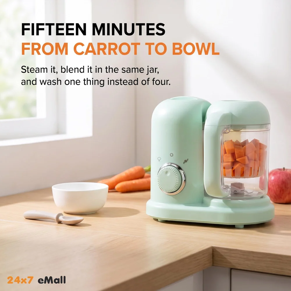 4-in-1 Baby Food Maker Baby Food Processor Food Cooker, Blender, Steamer And Defroster Baby Meal Essentials Make Healthy Fresh Baby Food At Home - Green colour