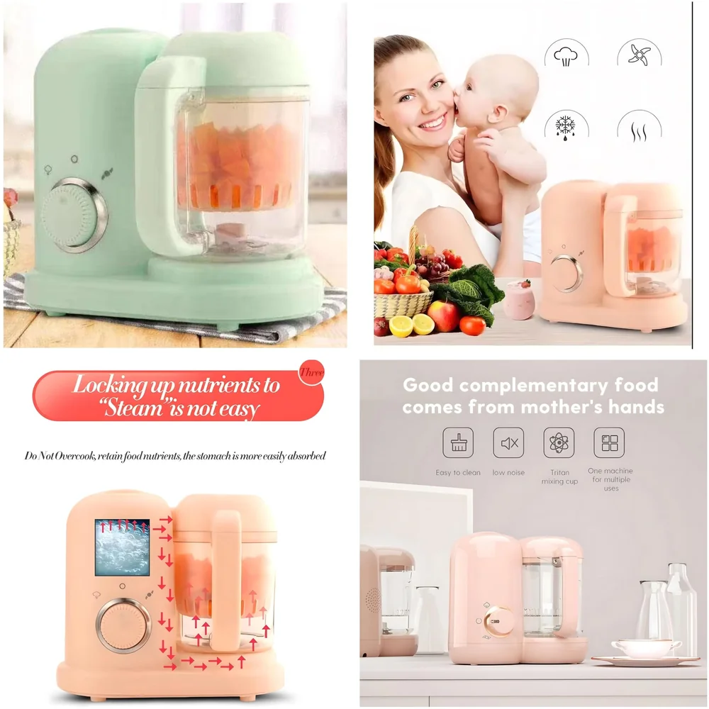 4-in-1 Baby Food Maker Baby Food Processor Food Cooker, Blender, Steamer And Defroster Baby Meal Essentials Make Healthy Fresh Baby Food At Home - Green colour