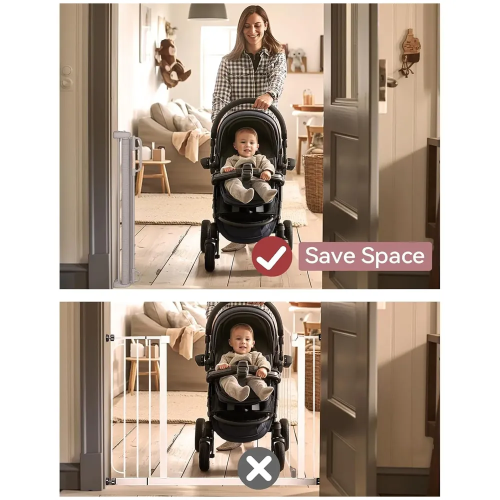 Retractable Baby Gate, Child Safety Adjustable Extendable to 180cm Extra Wide Mesh Baby Gates for Pet Dog Gate for Doorways, Stairs, Hallways, Indoor/Outdoor Barrier Fence (Grey 180 cm)