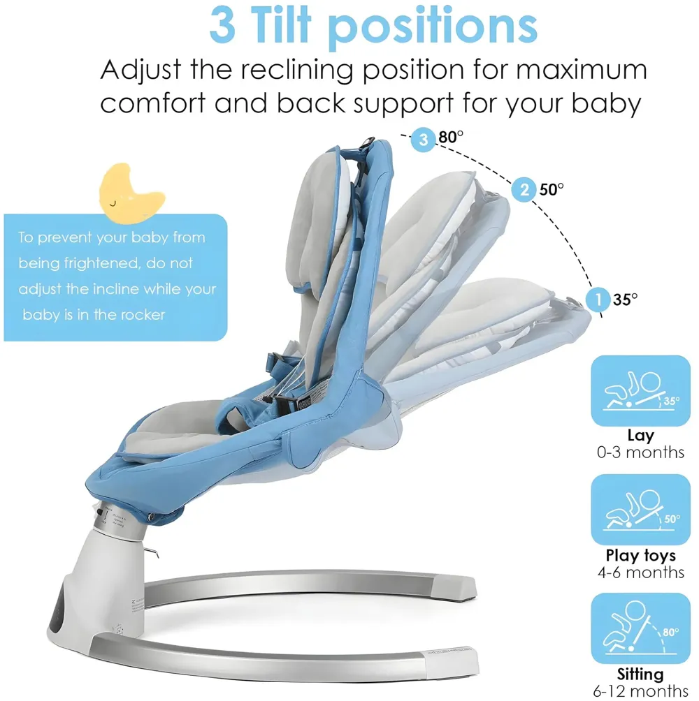 Automatic Baby Bed Swing for Infants, Baby Rocker with 5 Speeds, Lullabies, Indoor & Outdoor Use, Remote Control Rocker with Mosquito Net, Safety Belt & Removable Baby Toys