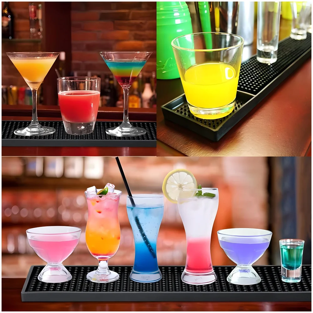 PVC Rubber Bar Mat 60 x 8 cm Non Slip Spill Pad for Bar Counter