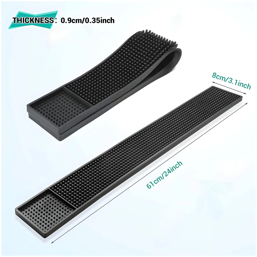 PVC Rubber Bar Mat 60 x 8 cm Non Slip Spill Pad for Bar Counter
