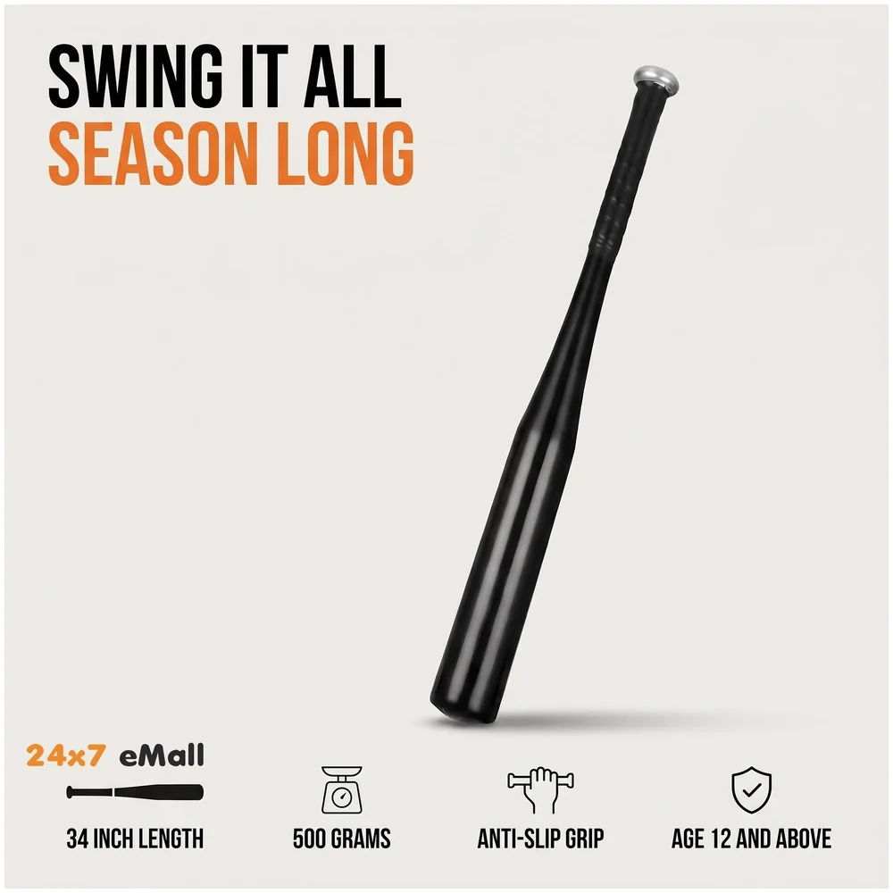 Alloy Steel Baseball Bat 34 Inch 500 Grams Anti Slip Rubber Grip